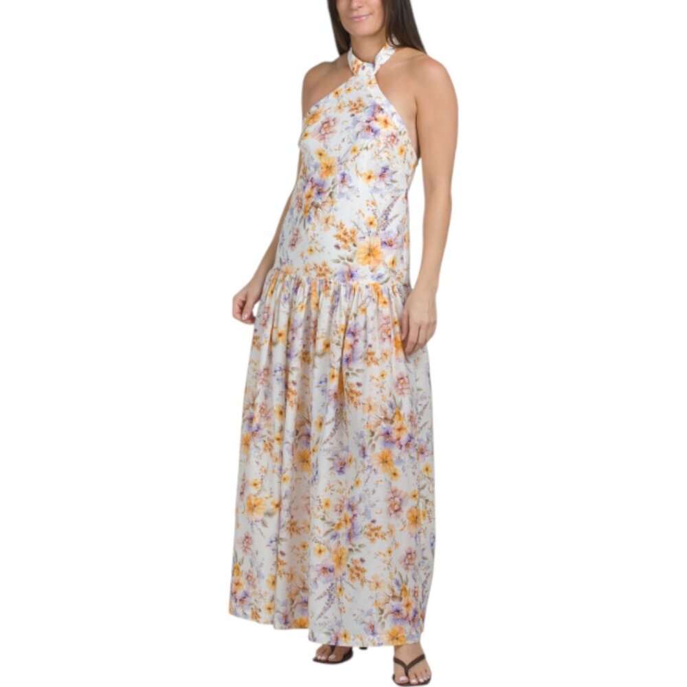 AQUA BLU Lilas Tie Halter Dress